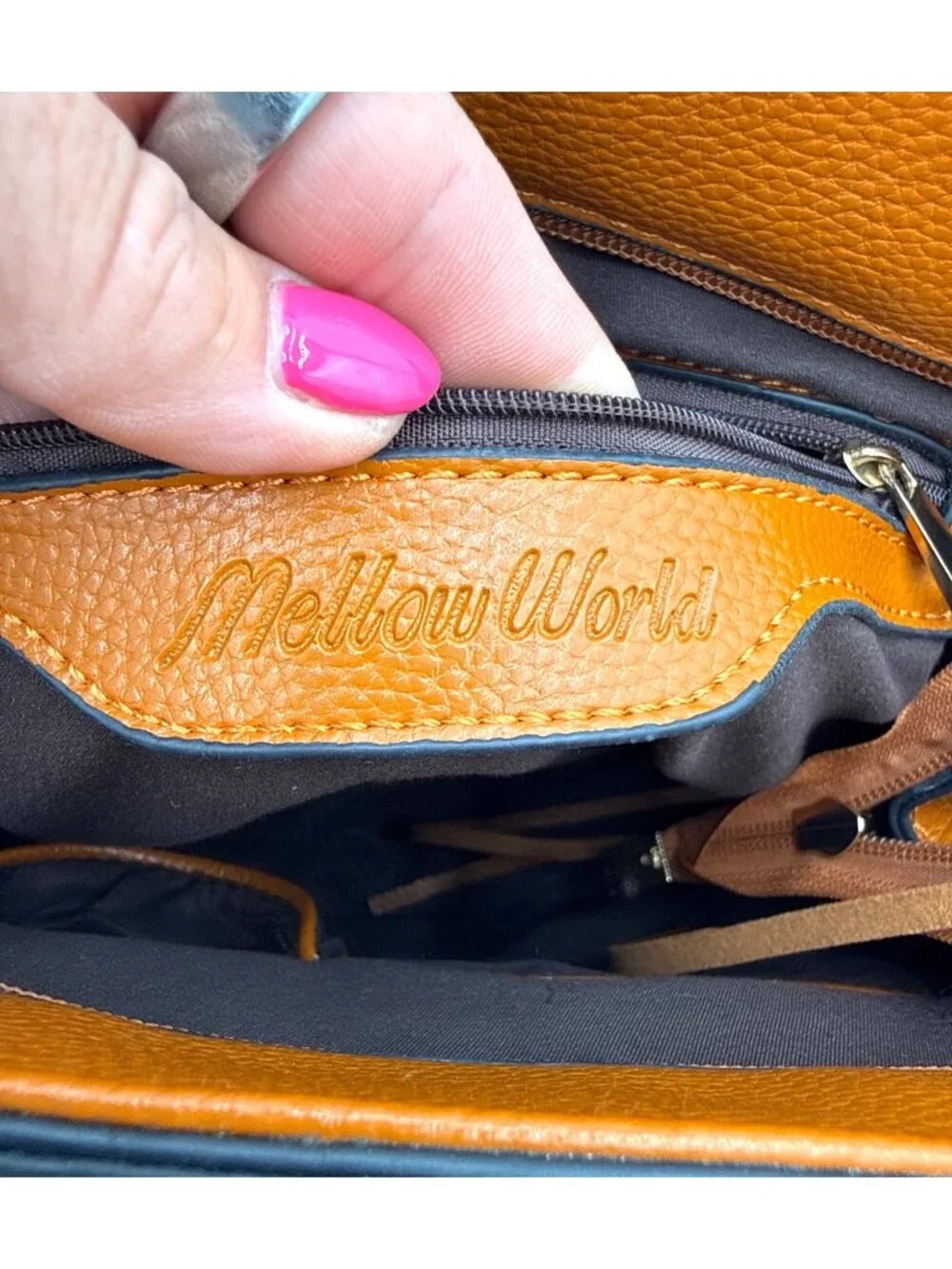 Mellow World Faux Leather Tote/Satchel Detachable Strap & Gold Hardware